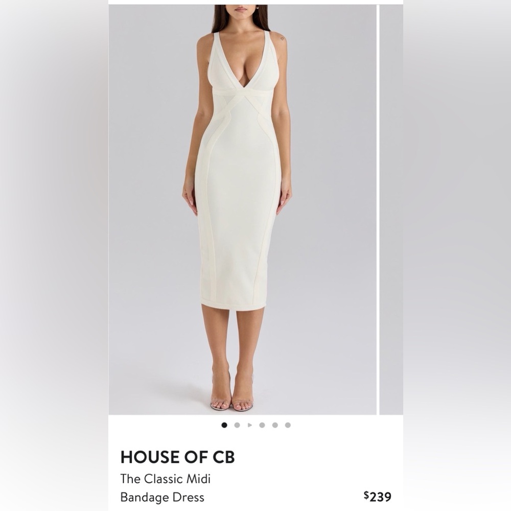 House of CB Cream Bandage Midi Dress